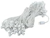 Novelty Lights 200 Foot C7 Outdoor String Light Christmas Stringer - Patio String Lights - Candelabra Base (C7/E12) - 24 Spacing - White Wire