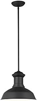 Generation Lighting 6247701-12 Fredricksburg Traditional 1-Light Outdoor Exterior Dark Sky Compliant Ceiling Hanging Pendant in Black Finish