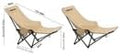 Outdoor Folding Chair Convertible for Sitting and Lying with Footrest Khaki Two-Piece Set 140kg Load Capacity No Assembly Required One-Second Open/Close Portable and Easy to Store