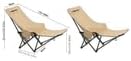 Outdoor Folding Chair Convertible for Sitting and Lying with Footrest Khaki Two-Piece Set 140kg Load Capacity No Assembly Required One-Second Open/Close Portable and Easy to Store