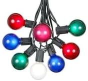25 Foot G50 Outdoor Patio String Lights with 25 Multi Globe Bulbs – Indoor Outdoor String Lights – Market Bistro Café Hanging String Lights – C9/E17 Base - Black Wire
