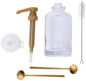 Coffee Bar Accessories: Coffee Syrup Dispenser Set with 2 Glass Bottles (19.6 Oz) Gold Pumps Funnel Waterproof Syrup Labels 2 Golden Spoons and Straw Brush - Elegant Syrup Dispenser