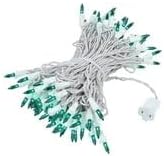 Novelty Lights 50 Feet 100 Bulb Incandescent Mini Light String Green with 6-Inch Spacing on White Wire UL Listed Commercial Grade Indoor/Outdoor Mini Lights Connectable End-to-End