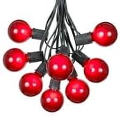 25 Foot G50 Outdoor Patio String Lights with 25 Red Globe Bulbs – Indoor Outdoor String Lights – Market Bistro Café Hanging String Lights – C9/E17 Base - Black Wire