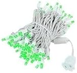 Novelty Lights 34ft Christmas String Lights 100 Green LED Bulbs on White Wire 4 Spacing Connectable Indoor Outdoor Commercial Grade Lighting for Holidays Patio Weddings