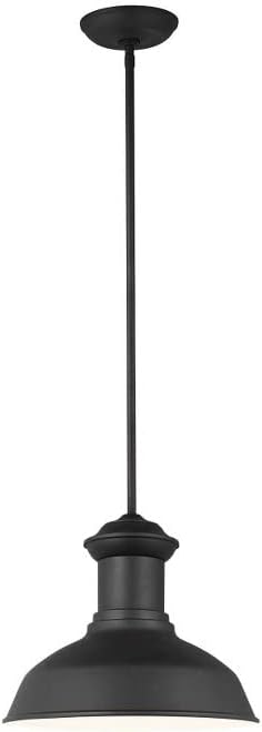 Generation Lighting 6247701-12 Fredricksburg Traditional 1-Light Outdoor Exterior Dark Sky Compliant Ceiling Hanging Pendant in Black Finish