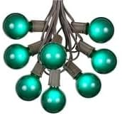 25 Foot G50 Outdoor Patio String Lights with 25 Green Globe Bulbs – Indoor Outdoor String Lights – Market Bistro Café Hanging String Lights – C9/E17 Base - Brown Wire
