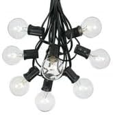 G40 25ft Outdoor Patio Cafe String Lights 25 Clear Globe Bulbs Indoor/Outdoor Black Wire