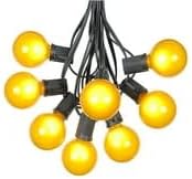 25 Foot G50 Outdoor Patio String Lights with 25 Yellow Globe Bulbs – Indoor Outdoor String Lights – Market Bistro Café Hanging String Lights – C9/E17 Base - Black Wire