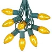 Novelty Lights C9 Yellow Christmas String Light Set - Outdoor Christmas Light String - Hanging Christmas Lights - Roofline Light String - Outdoor Patio String Lights - Green Wire - 25 Foot
