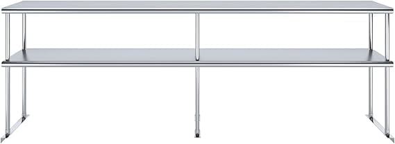 Worktable with Double OverShelf Stainless Steel NSF (96 in. Long x 12 in. Deep)