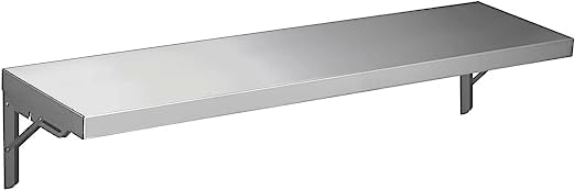 12 x 48 Stainless Steel Folding Wall Shelf - Food Truck Kitchen Restaurant Laundy Garage and Utility Room