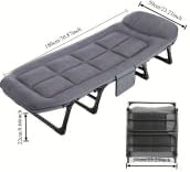 KNERS Heavy Duty Folding Bed Camping Bed Portable Guest Bed Suitable for Teenagers Adults Travel Garden Balcony Camping Supplies (Gray)