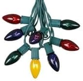 C9 Multi Christmas Light Set - Outdoor/Indoor Hanging Lights - Roofline/Patio String - Green Wire - 25 Ft