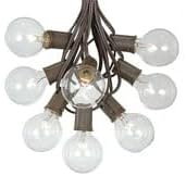 G50 Patio String Lights with 25 Clear Globe Bulbs – Outdoor String Lights – Market Bistro Café Hanging String Lights – Patio Garden Umbrella Globe Lights - Brown Wire - 25 Feet