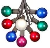 G50 Patio String Lights with 25 Multi Globe Bulbs – Outdoor String Lights – Market Bistro Café Hanging String Lights – Patio Garden Umbrella Globe Lights - Brown Wire - 25 Feet