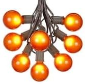 G50 Patio String Lights with 25 Orange Globe Bulbs – Outdoor String Lights – Market Bistro Café Hanging String Lights – Patio Garden Umbrella Globe Lights - Brown Wire - 25 Feet