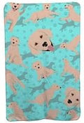 58 x 36 in. Blue Yellow Labrador Retriever Soft Travel Blanket with Bag