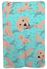 58 x 36 in. Blue Yellow Labrador Retriever Soft Travel Blanket with Bag