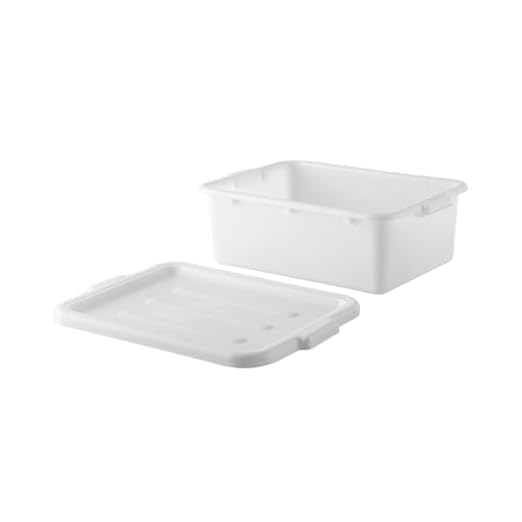 12-Pack Polypropylene Bus Tub with Cover Durable Bus Box for Professional Food Service Use Plastic Restaurant Tub Commercial Tote Box for Food Service or Transporting (20 x 15 x 7) White