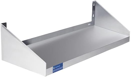 Premium Stainless Steel Wall Shelf with Side Guards | Commercial Metal Wall-Mounted Storage | NSF Certified Utility Shelf for Kitchen Garage or Laundry (30 Long x 12 Deep)
