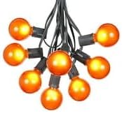 25 Foot G50 Outdoor Patio String Lights with 25 Orange Globe Bulbs – Indoor Outdoor String Lights – Market Bistro Café Hanging String Lights – C9/E17 Base - Black Wire
