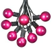 25 Foot G50 Outdoor Patio String Lights with 25 Purple Globe Bulbs – Indoor Outdoor String Lights – Market Bistro Café Hanging String Lights – C9/E17 Base - Black Wire