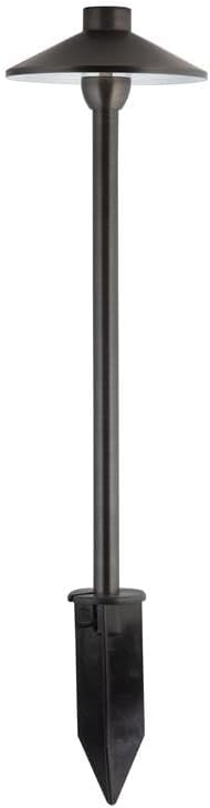 Proline RPL-8907 2-Pack 18 Brass Low Voltage Path Light – Solid Brass Bronze 12V LED Landscape Walkway &amp Garden Fixture Heavy-Duty Hat-Style Design Includes Ground Stake [W58374]