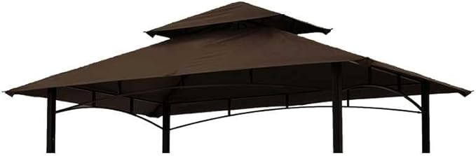 Grill Gazebo Replacement Canopy Roof – Hugline 5x8 Outdoor Grill Shelter Canopy Top Double Tiered BBQ Tent Cover Fit for Model L-GG001PST-F (Brown)