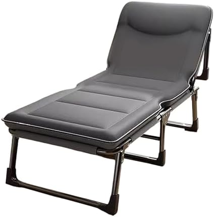 Folding Bed with Mattress Adjustable Backrest Camping Cot for Adults Compact Portable Spare Guest Bed with 3D Headrest