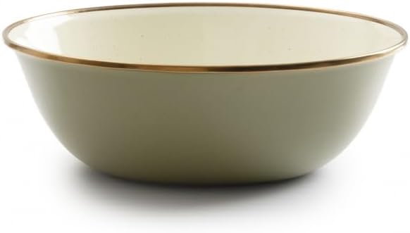 Barebones 2-Tone Bowls - Set of 2 Enamelware Bowls - Durable Kitchen or Camping Bowl (Olive Drab)