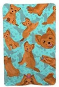 58 x 36 in. Blue Red Yorkie Soft Travel Blanket with Bag