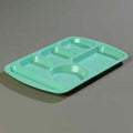 B637510 586500 - Left-Hand Handled Economy Melamine 6-Compartment Tray - Variegated - Green