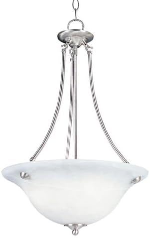 Maxim Lighting 2682MRSN Malaga-3 Light Invert Bowl Pendant in Transitional style-16 Inches Wide by 24.5 inches high Finish Color: Satin Nickel Installation: Traditional