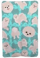 58 x 36 in. Blue White Pomeranian Soft Travel Blanket with Bag