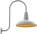 Steel Lighting Co. Topanga Barn Light | Outdoor Wall Mounted | 14 inch Dome | Upward Sloping Gooseneck | Farmhouse Garage Light Made in America | Modern Gray Exterior/Brass Interior