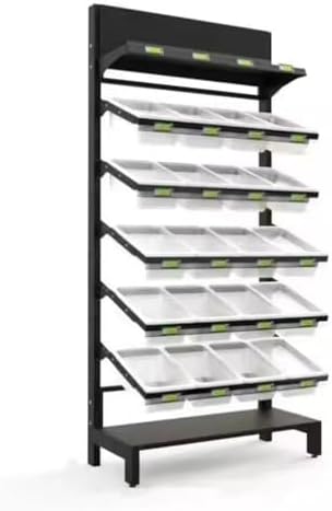 Store Display Rack Wall Mounted Storage Rack Supermarket Convenience StoreSupermarket Vegetable &amp Fruit Display Rack Storage Organizer for Kitchen/Pantry Retail Shelving Unit Multi-Tier