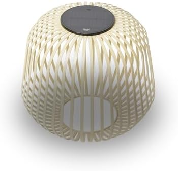 LUUK Studio Solis Wireless Solar LED Ambient Lamp Warm White Indoor Outdoor Cordless Lighting Rust-Resistant Ideal for Patio Garden Bedroom USB-C Rechargeable Soft Cozy Style Sand Size M
