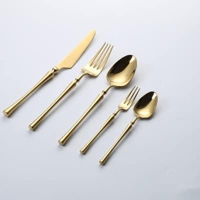 SpoonsSilverware Set 30-Piece Stainless Steel Cutlery Set - Travel Fork and Spoon Elegant Gold Silverware for Dining and Outdoor Use