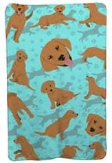 58 x 36 in. Blue Red Fox Labrador Retriever Soft Travel Blanket with Bag