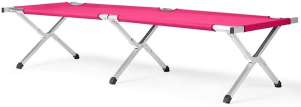 Portable Folding Camping Cot Heavy Duty Sleeping Bed with Carrying Bag 610D Oxford Cloth &amp Lightweight Aluminum Frame 275lbs Load Outdoor Cot for Adults Travel Hiking Office (Pink 1 Pack)