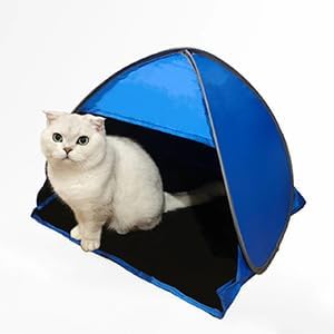 Small Pop Up Beach Tent with Meshed Window Portable Head Tent Beach Pet Shade for Small Dogs/Cats (Blue)