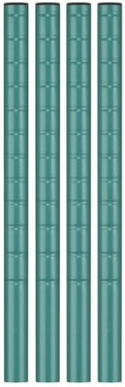 Set of 4 Heavy Duty Utility Shelving Units - Commercial Wire Shelf Shelving Posts Adjustable NSF Chrome Post - Durable Corrosion-Resistant Easy Assembly Adjustable (Green 14H)
