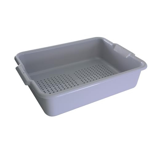FSE PLBT505GPF Bus Box 1-Compartment 21-1/2L x 15-3/8W x 5 deep Perforated Integrated Handles Stackable Polypropylene Gray