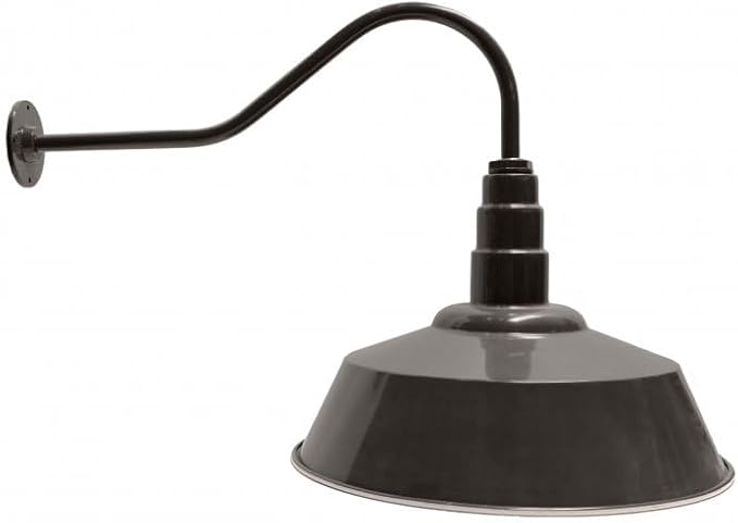 AGB101-AS20-BZ Gooseneck Barn Light - Bronze Outdoor Dome with Incandescent Downlight | Wall-Mount Fixture for Patios Gardens Pathways and Large Outdoor Living Spaces