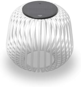 LUUK Studio Solis Wireless Solar LED Accent Lamp Warm White Dimmable Light Water Resistant Indoor Outdoor Use USB-C Rechargeable Living Room Patio Soft Luxury Style White Size S