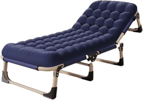Adjustable 5-Position Portable Folding Camping Cot &amp Sun Lounger Cushion - Outdoor Chaise Lounge Chair for Beach Pool Patio Lawn Tanning Office (Color: F)