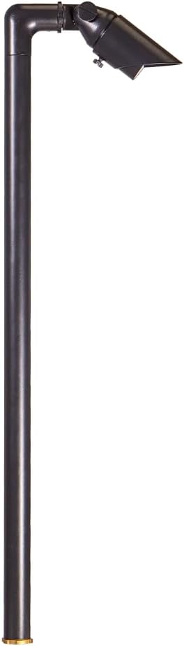 VOLT Innovator 12V Adjustable Cast Brass Path Light (Black) with 2W 2700K MR11 LED Bulb for Low Voltage Landscape Lighting on Outdoor Pathway Walkway Garden Driveway or Patio