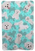 58 x 36 in. Blue Bichon Frise Soft Travel Blanket with Bag