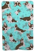 58 x 36 in. Blue Brindle Cardigan Corgi Soft Travel Blanket with Bag